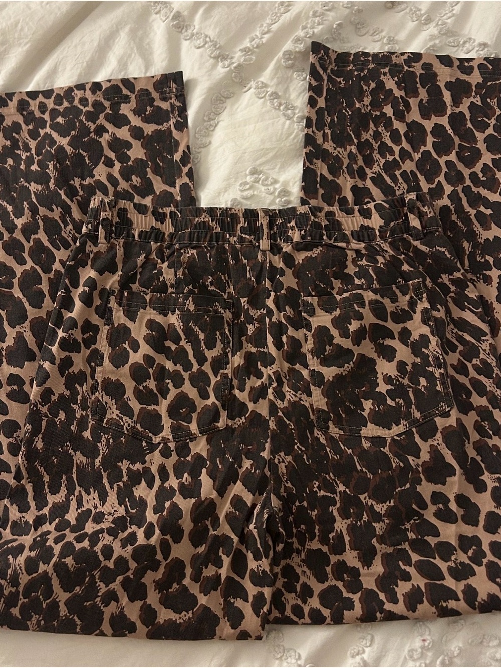 Threads for Thought Pamela Stretch Twill Wide-Leg Leopard Print Pants NWT